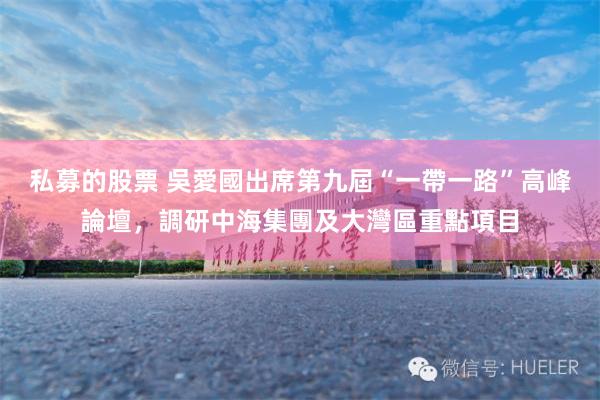私募的股票 吳愛國出席第九屆“一帶一路”高峰論壇，調研中海集團及大灣區重點項目