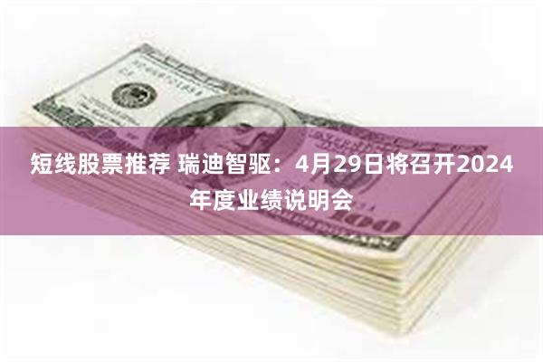 短线股票推荐 瑞迪智驱：4月29日将召开2024年度业绩说明会