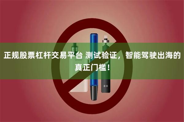 正规股票杠杆交易平台 测试验证，智能驾驶出海的真正门槛！