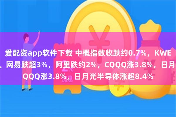 爱配资app软件下载 中概指数收跌约0.7%，KWEB跌超1.5%，腾讯、网易跌超3%，阿里跌约2%，CQQQ涨3.8%，日月光半导体涨超8.4%