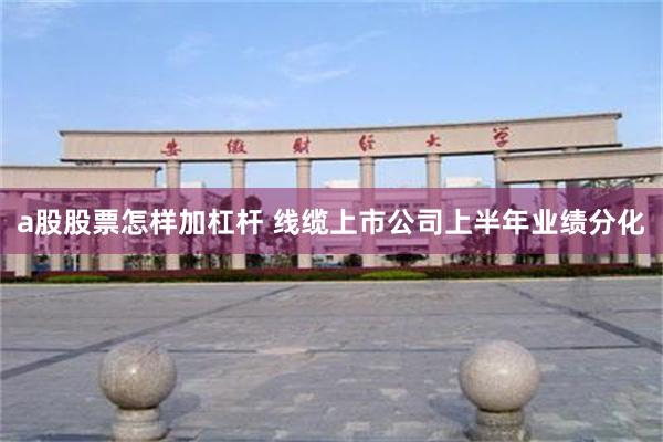 a股股票怎样加杠杆 线缆上市公司上半年业绩分化