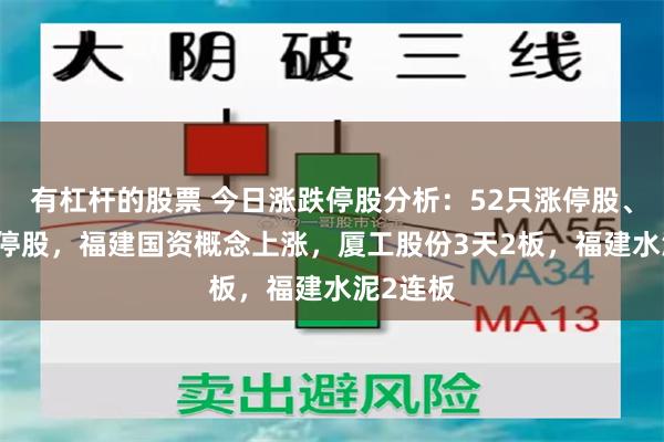 有杠杆的股票 今日涨跌停股分析：52只涨停股、15只跌停股，福建国资概念上涨，厦工股份3天2板，福建水泥2连板