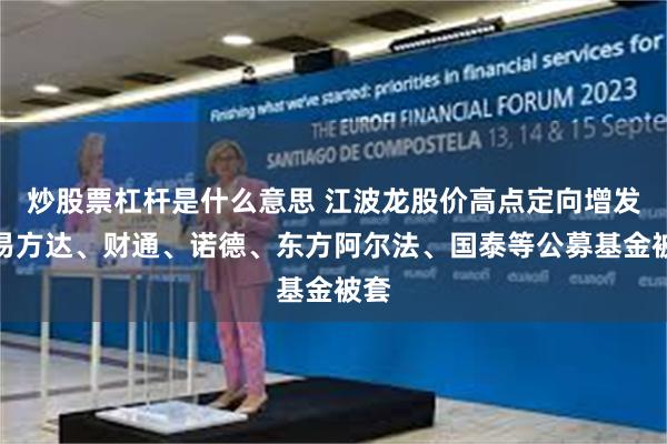 炒股票杠杆是什么意思 江波龙股价高点定向增发，易方达、财通、诺德、东方阿尔法、国泰等公募基金被套