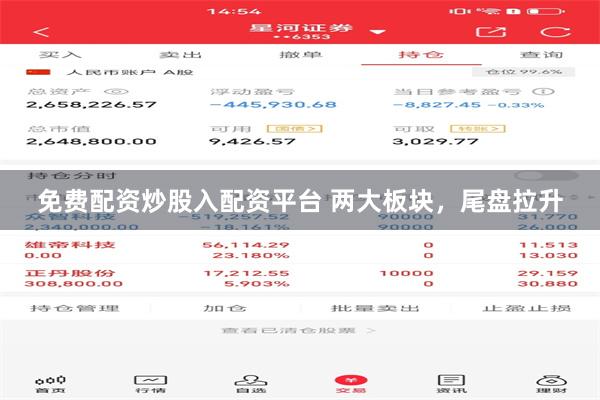 免费配资炒股入配资平台 两大板块，尾盘拉升